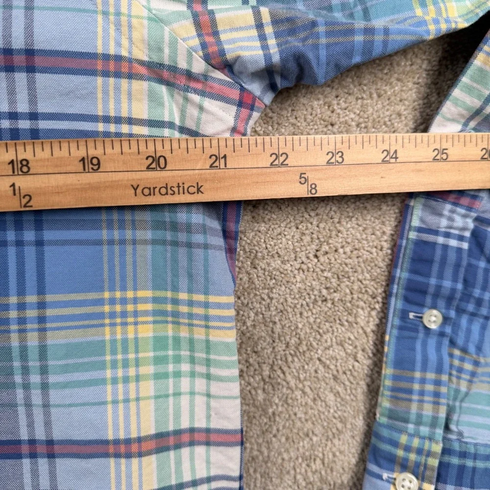 Polo Ralph Lauren Mens Medium Plaid Button Down Shirt Blue Green Oxford 2224